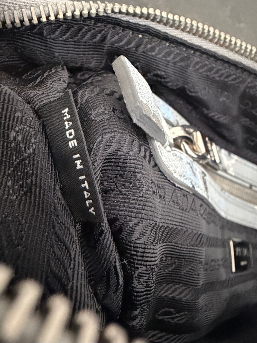 Prada Gray Floral Saffiano Leather Satchel with Strap - Pre-Loved - Picture 12 of 16